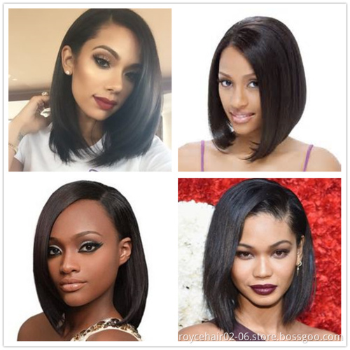 Best Selling Cheap Short Styled Pre Plucked HD Swiss Glueless Side Part Lace Front Human Hair Bob Wigs for Black Women